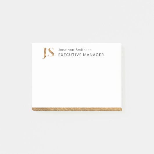 Elegant Classy White & Gold-gepersonaliseerd monog Post-it® Notes (Voorkant)