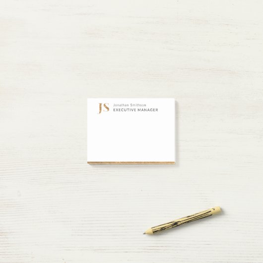 Elegant Classy White & Gold-gepersonaliseerd monog Post-it® Notes (Op bureau)