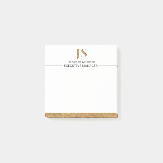 Elegant Classy White & Gold-gepersonaliseerd monog Post-it® Notes (Voorkant)