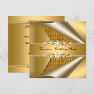 Elegant Classy Womans Gold Birthday Party Kaart