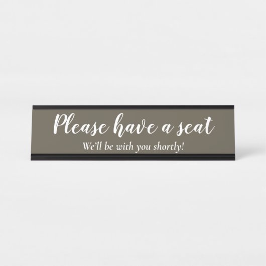 Elegant, Clean "Alsjeblieft, ga zitten" Bureau Naambordje (Voorkant)