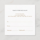 Élégant Clean Beauty Salon Certificat cadeau (Dos)