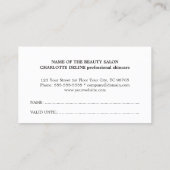 Elegant Clean Beauty Salon Loyalty Kaart (Achterkant)