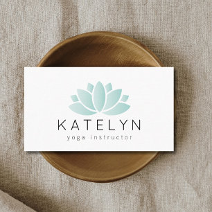 Elegant Clean Blue Lotus Icon Yoga Instructor Visitekaartje