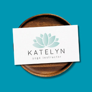 Elegant Clean Blue Lotus Icon Yoga Instructor Visitekaartje