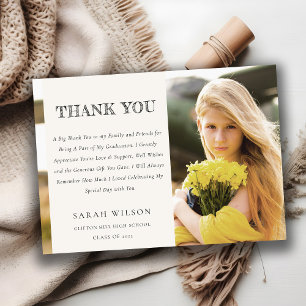 Elegant Clean Chic Minimal Clean Photo Afstuderen Bedankkaart