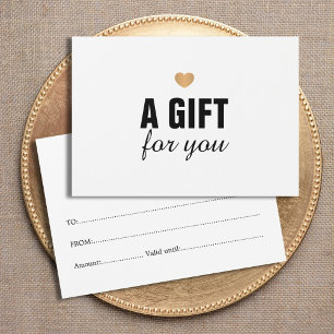 Elegant Clean Faux Gold Heart Cadeaubon Visitekaartje