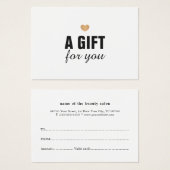 Élégant Clean Faux Gold Heart Certificat cadeau (Devant & derrière)