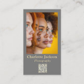 Elegant Clean Grey Fotografie & QR-code Visitekaartje (Voorkant)