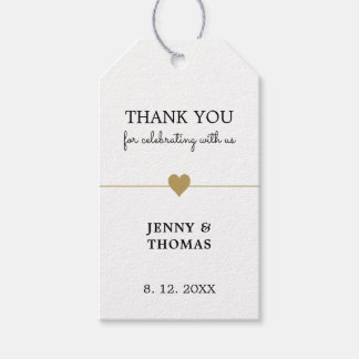 Elegant Clean White Faux Gold Heart Thankyou-klass Cadeaulabel