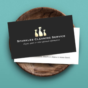 Elegant Cleaning Service Business Gold en Black Visitekaartje