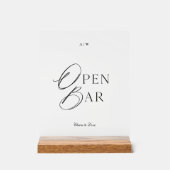 Elegant Clear Acrylic Open Bar Sign (Recto)