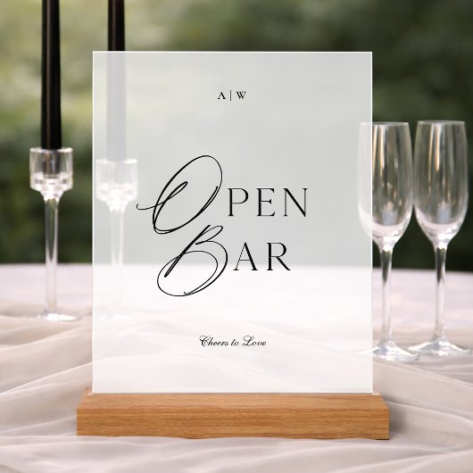 Elegant Clear Acrylic Open Bar Sign