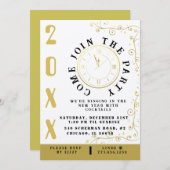 Elegant Clock New Year's Eve Party Kaart (Voorkant / Achterkant)