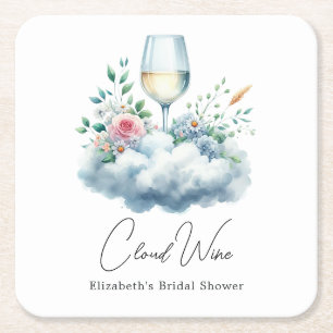 Elegant Cloud Wine Vrijgezellenfeest Vierkante Kartonnen Onderzetter