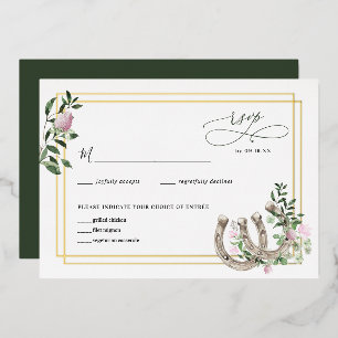 Elegant Clover Hoefijzers Botanical Wedding RSVP Folie Uitnodiging