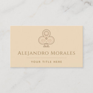 Elegant Club Logo Card Game Casino Theme Beige Visitekaartje