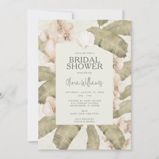 Elegant Coastal Beach Bridal Shower Invitation (Devant)