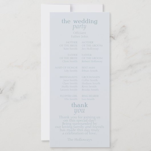 Elegant Coastal Blue Wedding Ceremony Program (Achterkant)