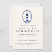 Elegant Coastal Lighthouse Adult Birthday Party Kaart (Voorkant)
