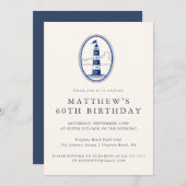 Elegant Coastal Lighthouse Adult Birthday Party Kaart (Voorkant / Achterkant)