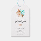Elegant Coastal Seashell Thank you Beach Wedding Cadeaulabel (Voorkant)