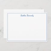 Elegant Cobalt Blue Script Border Personated Notitiekaartje (Voorkant / Achterkant)