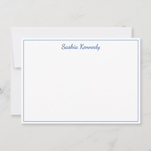 Elegant Cobalt Blue Script Border Personated Notitiekaartje (Voorkant)