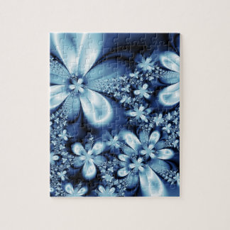 Elegant Cobalt Dark Blue Silky Flowers Legpuzzel