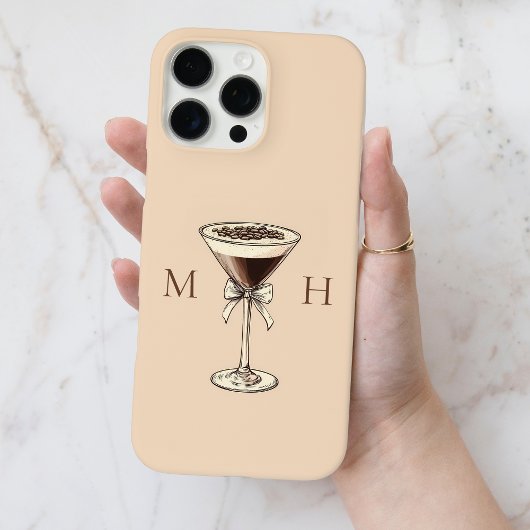 Elegant Cocktail Coquette Bow Initials Monogram Case-Mate iPhone Case