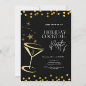 Élégant Cocktail de vacances Invitation Noël (Devant)