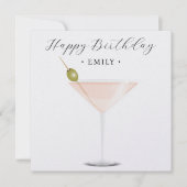 Elégant Cocktail rose Carte Anniversaire (Devant)