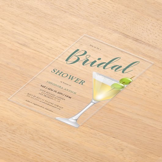 Elegant cocktailglas Vrijgezellenfeest Acryl Uitnodigingen (Laagn)