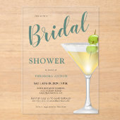 Elegant cocktailglas Vrijgezellenfeest Acryl Uitnodigingen (Voorkant)