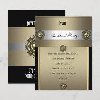Elegant Cocktailparty Zwart Zilver Brons Kaart
