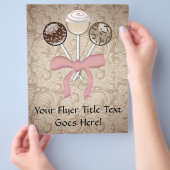 Elegant Cocoa Damask Cake Pop Flyer (Hand)