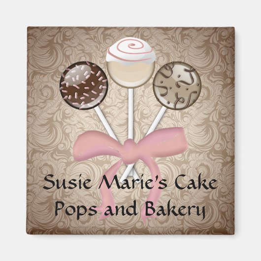 Elegant Cocoa Damask Cake Pop Magneet (Voorkant)