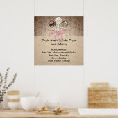 Elegant Cocoa Damask Cake Pop Poster (Keuken)