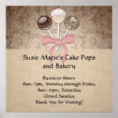 Elegant Cocoa Damask Cake Pop Poster (Voorkant)