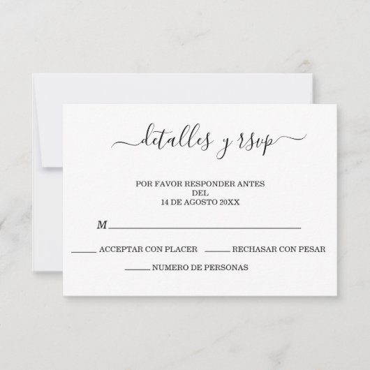 Elégant code Boda QR espagnol Détalles Y RSVP (Devant)