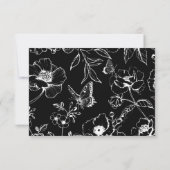 Élégant Code QR Floral Mariage Noir Blanc RSVP (Dos)