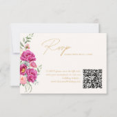 Élégant Code QR RSVP de Mariage Floral Rose Vibran (Devant)