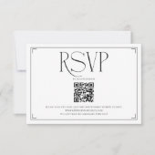 Élégant Code QR RSVP Noir Blanc Mariage Script (Devant)