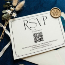 Élégant Code QR RSVP Noir Blanc Mariage Script