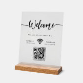 Élégant Code QR WIFI Script de Bienvenue givré (Angle)