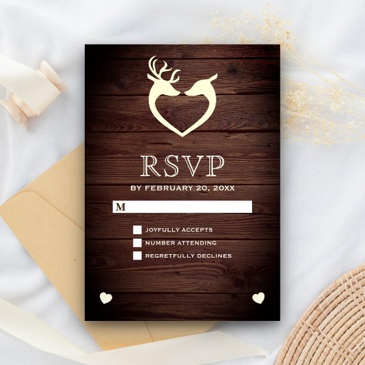 Elégant Coeur de Cerf Rustique Bois RSVP