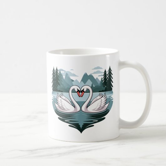 Elégant Coeur de Cygne Conception Mug - Valentines (Droite)