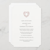 Élégant coeur d'or rose faire-part de mariage (Devant / Derrière)