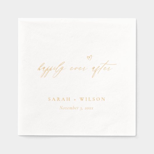 Élégant Coeur Minimal Heureux Jamais Après Mariage (Recto)