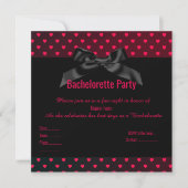 ÉLÉGANT COEUR NOIR ROUGE BACHELORETTE INVITATION (Devant)